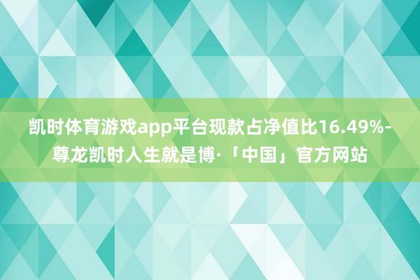 凯时体育游戏app平台现款占净值比16.49%-尊龙凯时人生就是博·「中国」官方网站