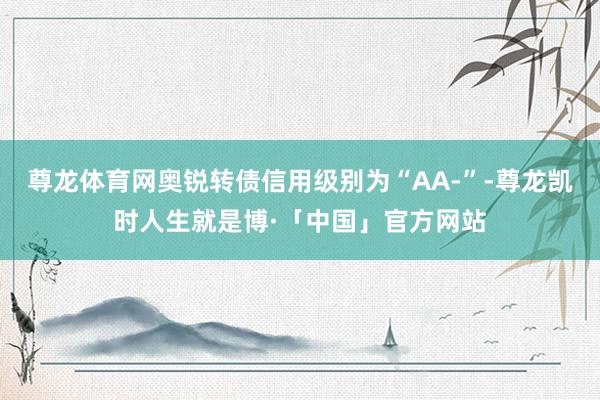 尊龙体育网奥锐转债信用级别为“AA-”-尊龙凯时人生就是博·「中国」官方网站
