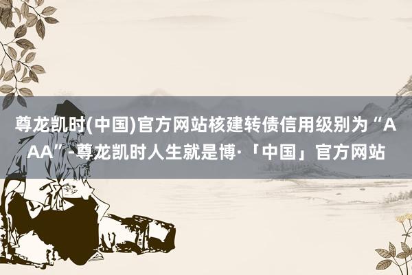 尊龙凯时(中国)官方网站核建转债信用级别为“AAA”-尊龙凯时人生就是博·「中国」官方网站