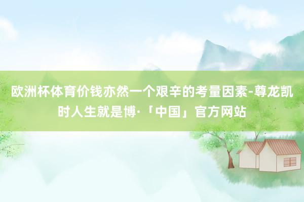 欧洲杯体育价钱亦然一个艰辛的考量因素-尊龙凯时人生就是博·「中国」官方网站