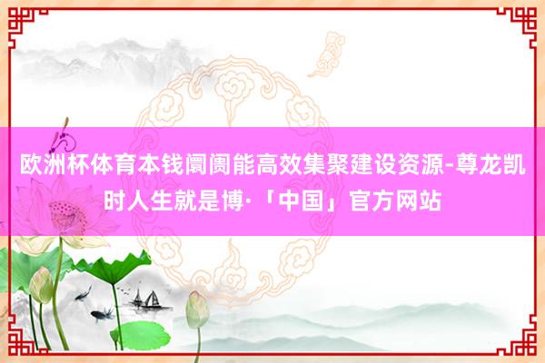 欧洲杯体育本钱阛阓能高效集聚建设资源-尊龙凯时人生就是博·「中国」官方网站
