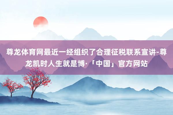 尊龙体育网最近一经组织了合理征税联系宣讲-尊龙凯时人生就是博·「中国」官方网站