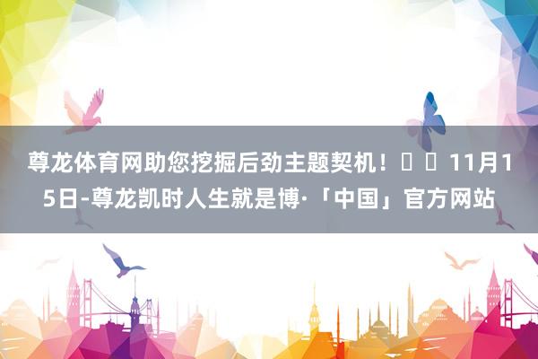 尊龙体育网助您挖掘后劲主题契机！		　　11月15日-尊龙凯时人生就是博·「中国」官方网站