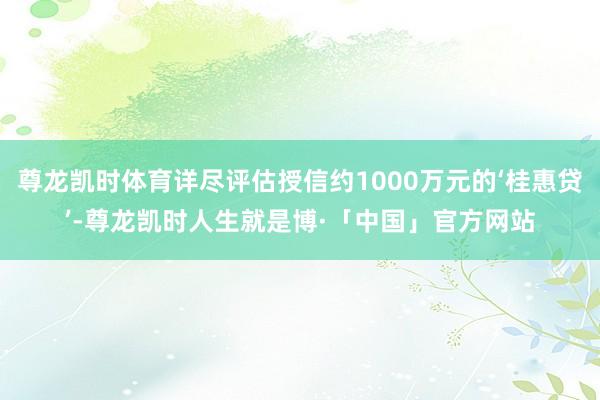 尊龙凯时体育详尽评估授信约1000万元的‘桂惠贷’-尊龙凯时人生就是博·「中国」官方网站