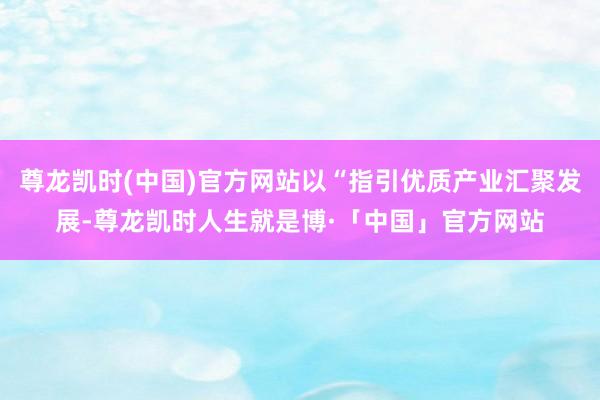 尊龙凯时(中国)官方网站以“指引优质产业汇聚发展-尊龙凯时人生就是博·「中国」官方网站