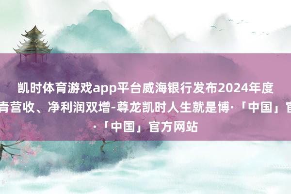 凯时体育游戏app平台威海银行发布2024年度功绩 杀青营收、净利润双增-尊龙凯时人生就是博·「中国」官方网站