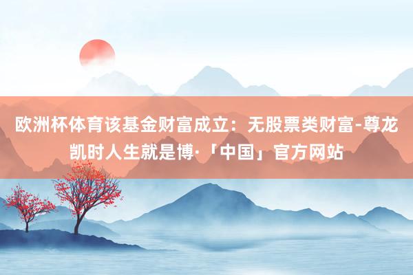 欧洲杯体育该基金财富成立：无股票类财富-尊龙凯时人生就是博·「中国」官方网站