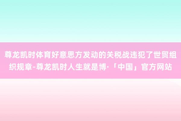 尊龙凯时体育好意思方发动的关税战违犯了世贸组织规章-尊龙凯时人生就是博·「中国」官方网站
