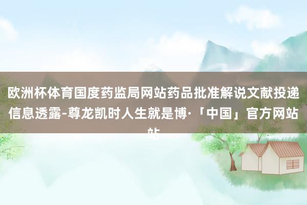 欧洲杯体育国度药监局网站药品批准解说文献投递信息透露-尊龙凯时人生就是博·「中国」官方网站
