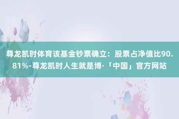 尊龙凯时体育该基金钞票确立：股票占净值比90.81%-尊龙凯时人生就是博·「中国」官方网站