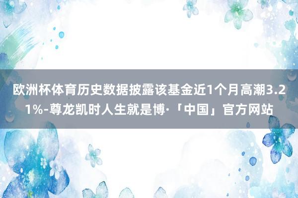 欧洲杯体育历史数据披露该基金近1个月高潮3.21%-尊龙凯时人生就是博·「中国」官方网站