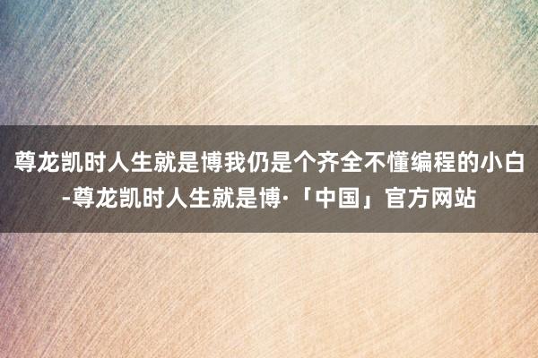 尊龙凯时人生就是博我仍是个齐全不懂编程的小白-尊龙凯时人生就是博·「中国」官方网站