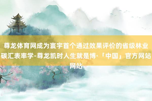 尊龙体育网成为寰宇首个通过效果评价的省级林业碳汇表率学-尊龙凯时人生就是博·「中国」官方网站