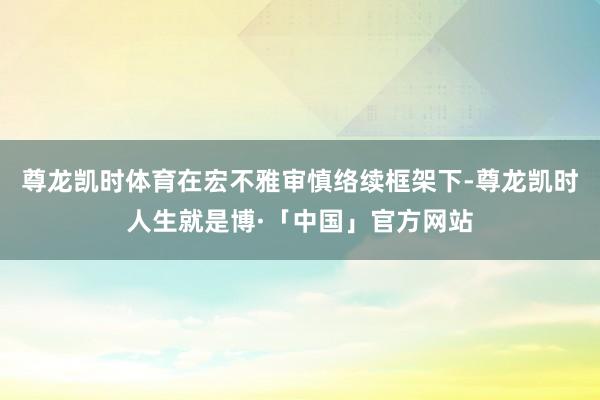 尊龙凯时体育在宏不雅审慎络续框架下-尊龙凯时人生就是博·「中国」官方网站