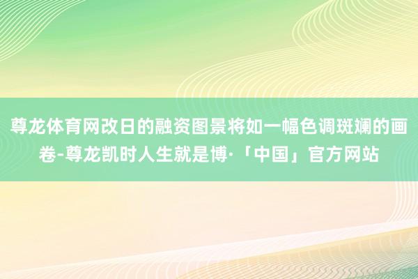 尊龙体育网改日的融资图景将如一幅色调斑斓的画卷-尊龙凯时人生就是博·「中国」官方网站