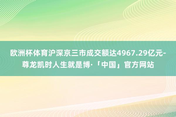 欧洲杯体育沪深京三市成交额达4967.29亿元-尊龙凯时人生就是博·「中国」官方网站