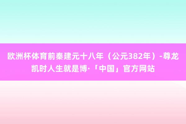 欧洲杯体育前秦建元十八年（公元382年）-尊龙凯时人生就是博·「中国」官方网站