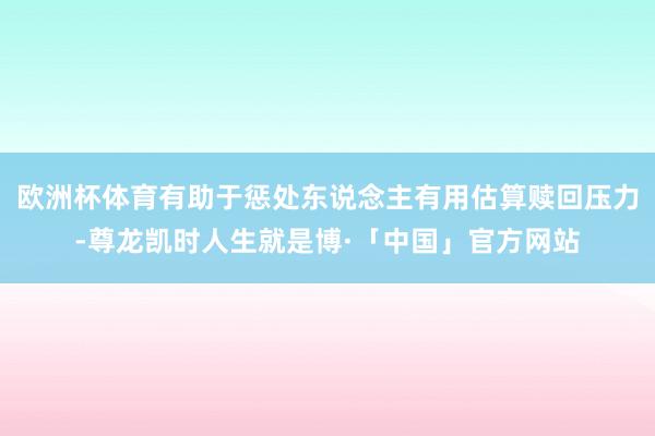 欧洲杯体育有助于惩处东说念主有用估算赎回压力-尊龙凯时人生就是博·「中国」官方网站