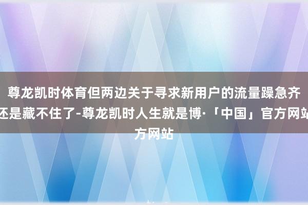 尊龙凯时体育但两边关于寻求新用户的流量躁急齐还是藏不住了-尊龙凯时人生就是博·「中国」官方网站