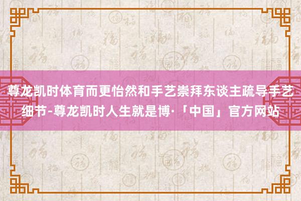 尊龙凯时体育而更怡然和手艺崇拜东谈主疏导手艺细节-尊龙凯时人生就是博·「中国」官方网站