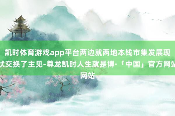 凯时体育游戏app平台两边就两地本钱市集发展现状交换了主见-尊龙凯时人生就是博·「中国」官方网站