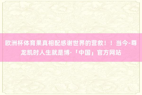 欧洲杯体育果真相配感谢世界的营救！！当今-尊龙凯时人生就是博·「中国」官方网站