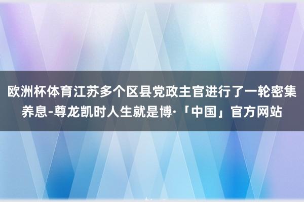 欧洲杯体育江苏多个区县党政主官进行了一轮密集养息-尊龙凯时人生就是博·「中国」官方网站