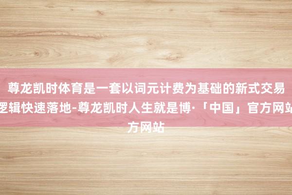 尊龙凯时体育是一套以词元计费为基础的新式交易逻辑快速落地-尊龙凯时人生就是博·「中国」官方网站