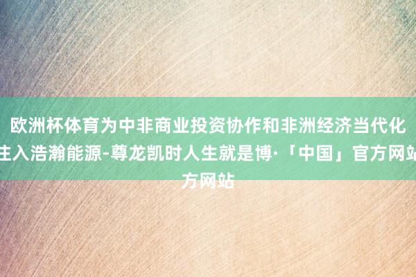 欧洲杯体育为中非商业投资协作和非洲经济当代化注入浩瀚能源-尊龙凯时人生就是博·「中国」官方网站