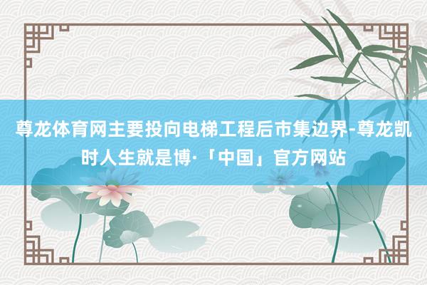 尊龙体育网主要投向电梯工程后市集边界-尊龙凯时人生就是博·「中国」官方网站