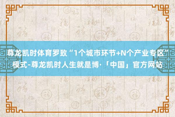 尊龙凯时体育罗致“1个城市环节+N个产业专区”模式-尊龙凯时人生就是博·「中国」官方网站